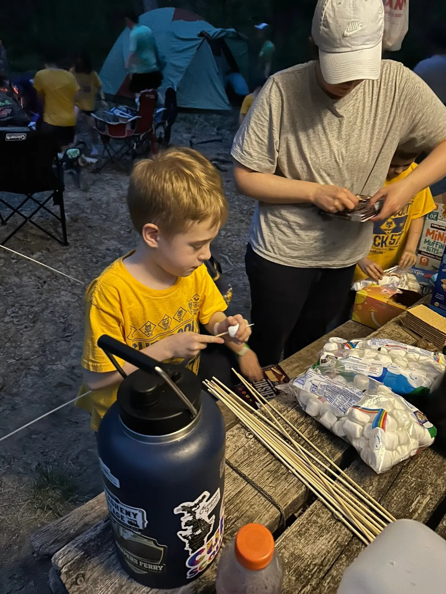 Getting the s'mores ready