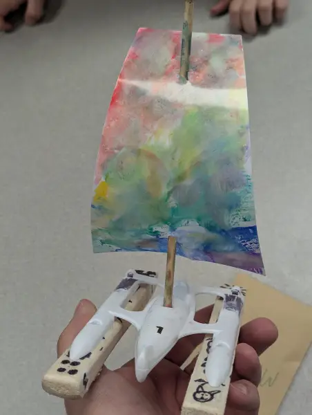 A Raingutter Regatta boat, built at a den meeting